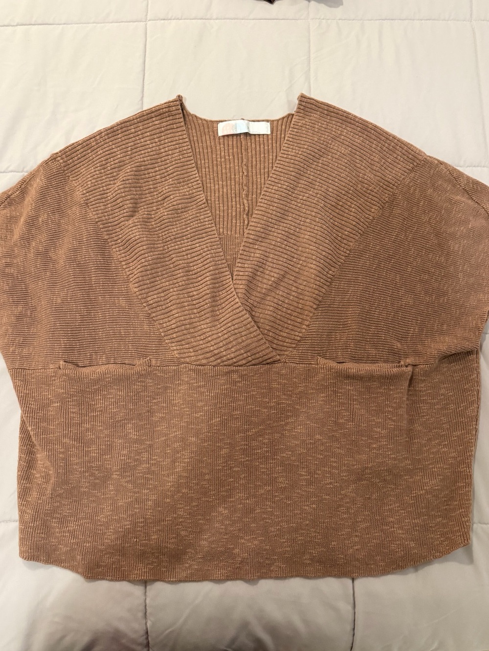 Women’s V-Neck Brown Knit Sweater